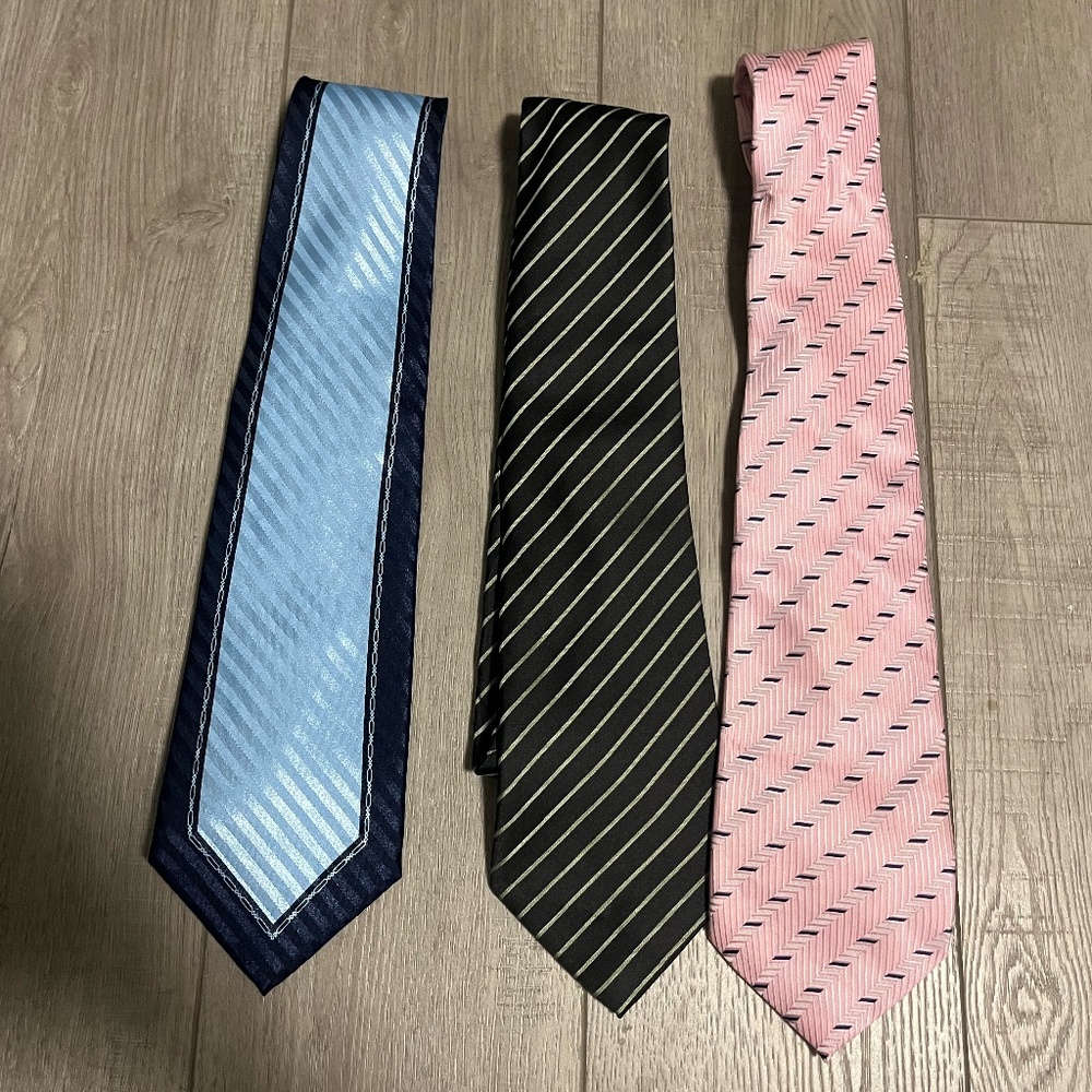 3/$20 Lot of 3 Men's Neck Ties Misc Brands Stripe Designs